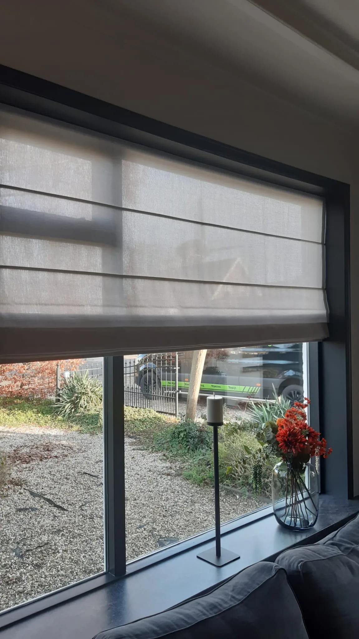 Vouwgordijn detail stof